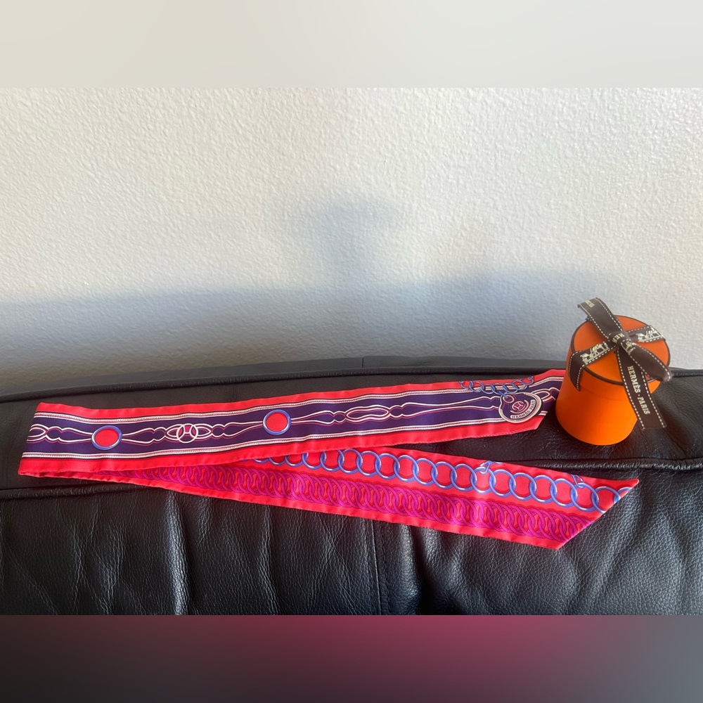 Hermes Pink and Blue Geometric Scarf